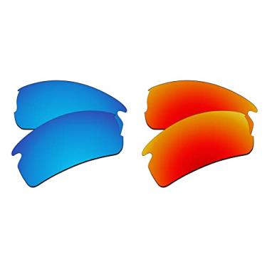 Imagem de EZReplace Lentes de reposição para óculos de sol Oakley Flak 2.0 XL OO9188 (lentes polarizadas) - Serve para armação Oakley Flak 2.0 XL (azul gelo + vermelho fogo)