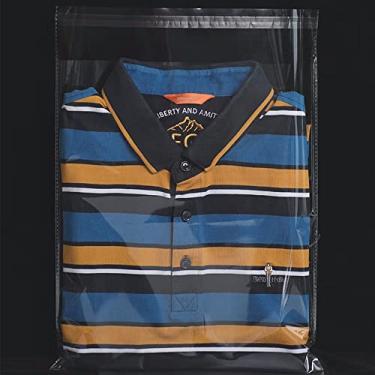 Imagem de Keoferlo Sacos de celofane autoadesivos 25,4 x 35,56 cm grandes sacos de celofane embalagem camiseta de plástico transparente sacos de poliéster para cesta de embrulho de roupas lençóis de cama