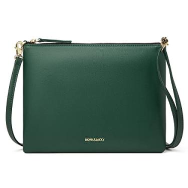 Imagem de Bolsa clutch de couro de cordeiro macia para mulheres carteiras grandes com alça, Verde com pulseira de couro