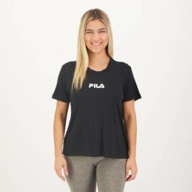 Imagem de Camiseta Fila Letter Fit Feminina Preta-Feminino