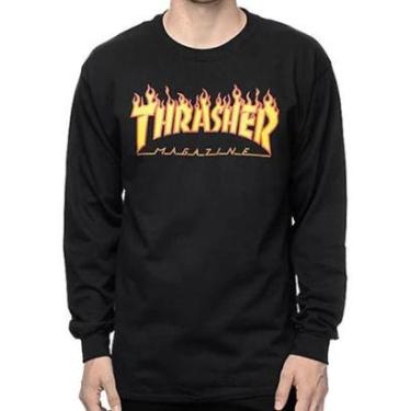 Imagem de Camiseta Thrasher Masculino Manga Longa Flame Preto-Masculino