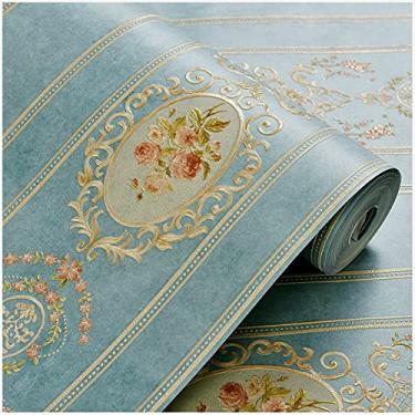 Imagem de Blooming Wall Descasque e cole damascos florais espelhados, papel de parede texturizado, papel de parede na sala de estar, 34,2 pés quadrados/rolo (flor de combinação (pré-colado))