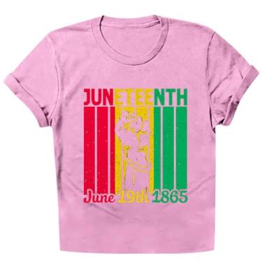 Imagem de Camiseta feminina Juneteenth 1865 Freedom Day Camiseta preta história melanina camiseta africana manga curta túnica, rosa, GG
