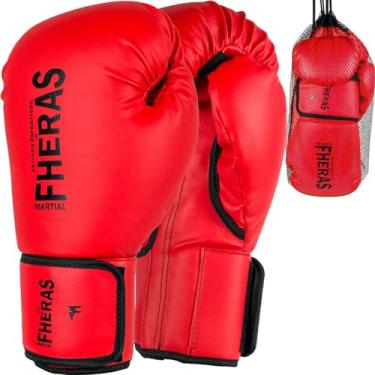 Imagem de Luva Boxe Muay Thai MMA Kickboxing Tradicional Fheras Bolsa (Vermelho, 12 oz)