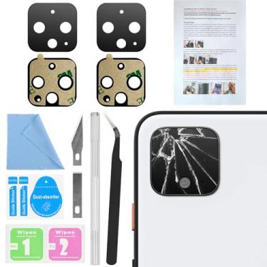 Imagem de 2 peças para substituição de vidro de lente de câmera traseira para Google Pixel 4 14.5 cm todas as operadoras, Pixel 4 XL 16.0 cm substituição de vidro da lente da câmera traseira com manual de