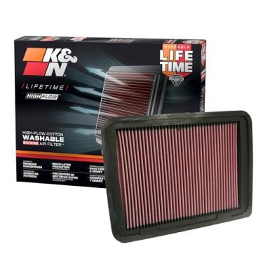 Imagem de K&N Filtro de ar do motor: Alto desempenho, premium, lavável, filtro de ar de substituição para carro: Compatível com Toyota Tacoma L4 2,7L, 33-2306 2005-2019