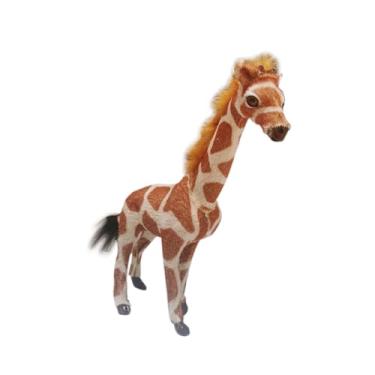 Imagem de Colaxi Girafas escultura estátua brinquedo de pelúcia girafa figura animal de pelúcia prateleira decoração mesa coleção para escritório desktop