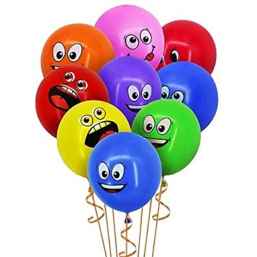 Imagem de 50 Ct 12 inches Smile Funny Face Balloons Cartoon Happy Birthday Party Fun Emotion Smiley Balloon Decorations (Multi Monster Balloons)