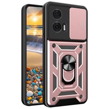 Imagem de Capa CSmall para Motorola Edge 50 Fusion com capa de lente de câmera deslizante, capa de proteção à prova de choque de grau militar com suporte de anel giratório para Edge 50 Fusion SJ ouro rosa