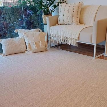 Imagem de Tapete Artesanal Algodão Sala Quarto Slim Nude Mesclado 200 x 250