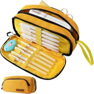 Imagem de Estojo para Lápis, Estojo Escolar de Grande Capacidade Armazenamento, Estojo Academie Amarelo, Estojo para Lápis de Papelaria, Estojo Escolar Masculino, Bolsinha de Lapis Escolar