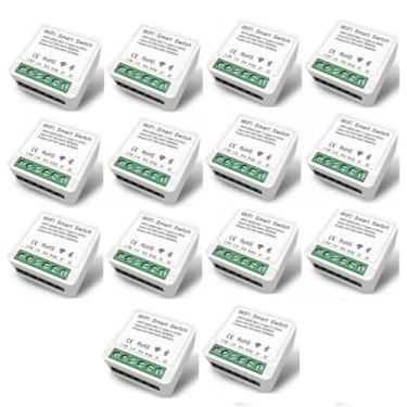 Imagem de Kit 14 Mini Interruptor Inteligente Smart Switch 16a Wifi Automação Alexa Google Smart Life