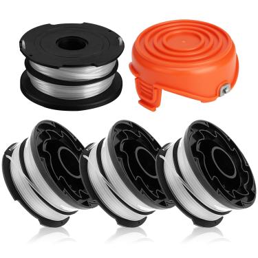 Imagem de Carretel de substituição de linha dupla DF-065&DF-065-BKP 90517175 compatível com Black and Decker Weed Eater GH710 GH700 GH750 carretel de substituição 11 m 0,2 cm + RC-065-P, pacote com 5 (carretel