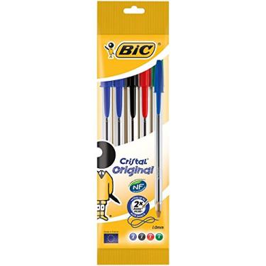 Imagem de BIC Canetas esferográficas originais Cristal ponta média (1,0 mm) – Cores sortidas, bolsa com 5