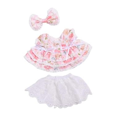 Imagem de Almencla Vestido de colete de figura de pelúcia saia curta trajes de moda educacional faça você mesmo adereços de fotos vista suas próprias bonecas para, Rosa
