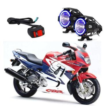 Imagem de Kit Led Farol Milha Moto CBR 600F 1992 a 2013 Angel Eye Azul U7 - U7AA