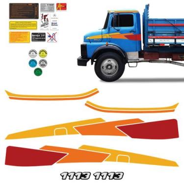 Imagem de Kit Faixa +Emblema Lateral Resinado Caminhão 1113 Decorativo - SPORTIN