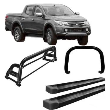 Imagem de Kit Quebra Mato Estribo Santo Antônio H2 L200 a 2020 Preto - HOZZ