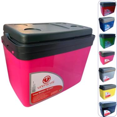 Imagem de Caixa térmica Cooler 30L Alça Tampa bandeja Floripa Unitermi Cerveja Água Suco Praia Churrasco (ROSA)