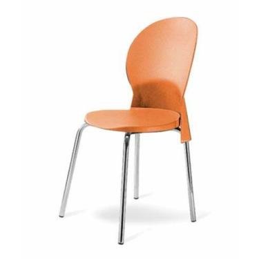 Imagem de Cadeira Base Cromada Linha Polipropileno Milano Laranja - Design Offic