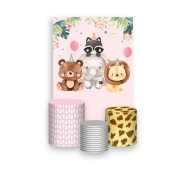 Imagem de Painel De Festa Vertical 1,50 x 2,20 + Trio De Capas Cilindro - Safari