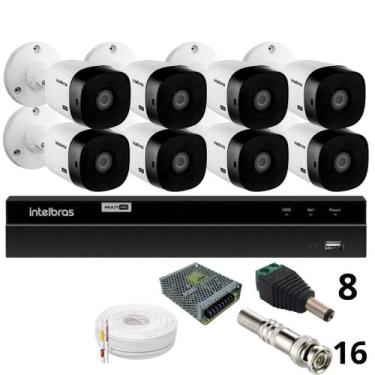 Imagem de Kit 8 Câmeras Intelbras  Bullet 1220b Full Hd Dvr Intelbras 1216-c Mhd