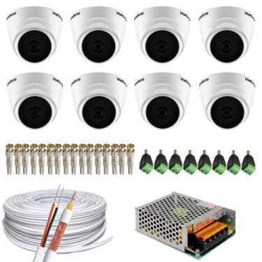 Imagem de Kit 8 Câmeras Intelbras Vhl 1120d + Fonte 10amp 12v + 100m Cabo e Cone