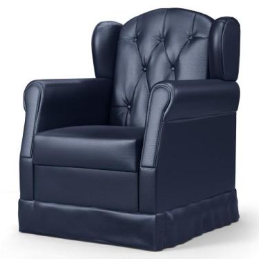 Imagem de Poltrona de Amamentação Balanço Letícia Sintético Azul Marinho - Phoen