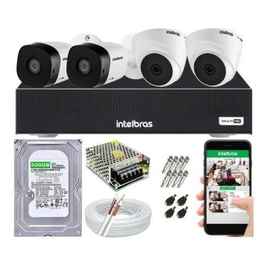 Imagem de Kit Cftv 4 Câmeras Segurança Intelbras Hdcvi E Dvr Mhdx 1104