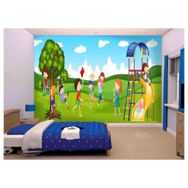Imagem de Papel De Parede Infantil Crianças Parquinho s103 - Você Decora