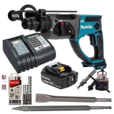 Imagem de Martelete Rompedor A Bateria 18v 5ah Makita Dhr202z Bivolt + 9 Acessór