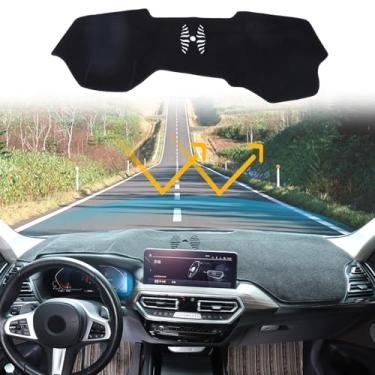 Imagem de Tapete de painel de carro compatível com BMW X3 G01 2018-2023 Terylene capa de painel de carro protetor solar antiderrapante acessórios para placa de painel (para peptídeo esquerdo e versão sem HUD)