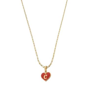 Imagem de  Colar Cordão Corrente Feminina Pingente Coração do Amor Letra Inicial