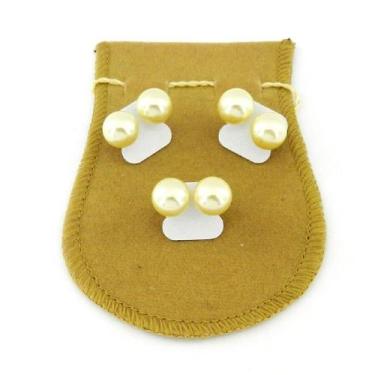 Imagem de Brinco Feminino Perola 10mm Kit 3 Peças Folheado Ouro 18k BR153 - WNBI