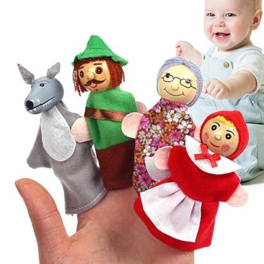 Imagem de Fantoches de dedo para crianças, conjunto de fantoches de dedo | Brinquedo fantoche de dedo de 4 peças - Fantoches de dedo educativos fantoches de dedo de animais de desenho animado para decoração cri