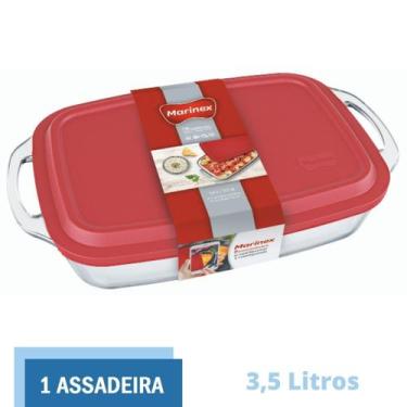 Imagem de Assadeira Alta C Tampa Seletta 3,5L Retangular Vidro Marinex - NADIR F