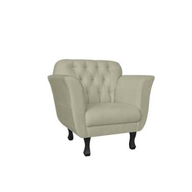Imagem de Poltrona Decorativa Dália Suede Bege Pés Madeira Ms Decor - Não Inform