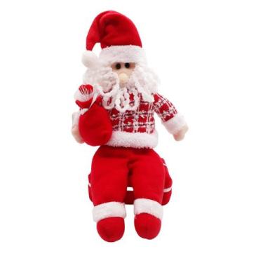 Imagem de Papai Noel Sentado Caixa De Presente Boneco Enfeite De Natal - Master 