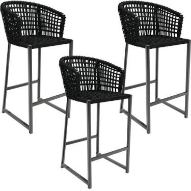 Imagem de Kit 03 Banqueta Para Área Gourmet Cozinha Varanda Corda Náutica Porto 
