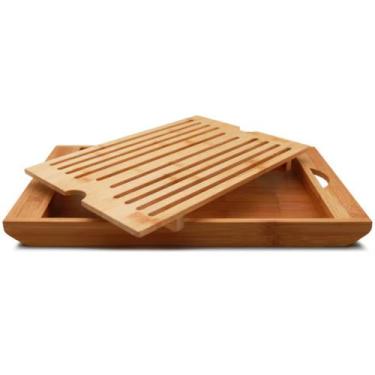 Imagem de Tábua De Corte Migalheira Pães Bambu 38x23cm - Ravi Presentes Ltda