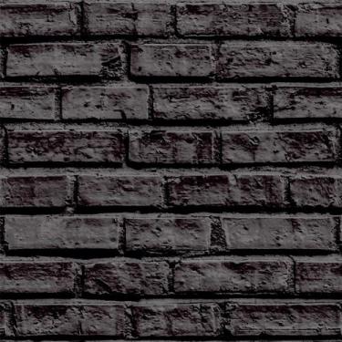 Imagem de Papel de Parede autocolante - Estilo Pedra tijolos Preto 3D - Vinil - 