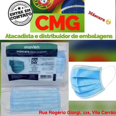 Imagem de Máscara Descartável De Proteção Facial Tripla Cx C/ 50 Pçs - inovem