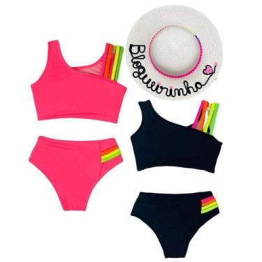 Imagem de Kit 2 Biquíni Infantil Traje De banho + Chapéu De Praia Blogueirinha -