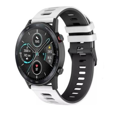 Imagem de Pulseira Silicone Esportiva para GT2 46mm - Cor Branco Com preto - 123