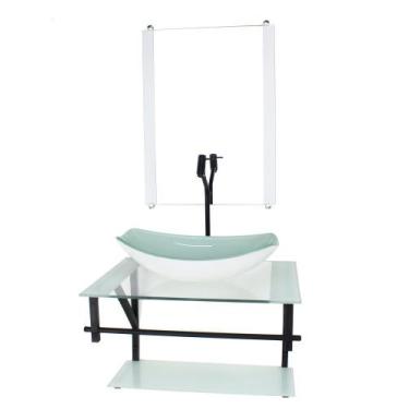 Imagem de Gabinete de vidro para banheiro 60cm ap cuba oval chanfrada  branco - 