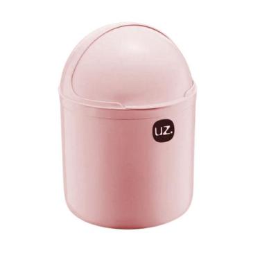Imagem de Lixeira Pia 4L Cozinha Redondo Multiuso Compacta C/Tampa - Uz, Rosa