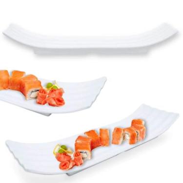 Imagem de Prato 36x12 Cm para Sushi Buffet Comida Japonesa Melamina Premium Bran