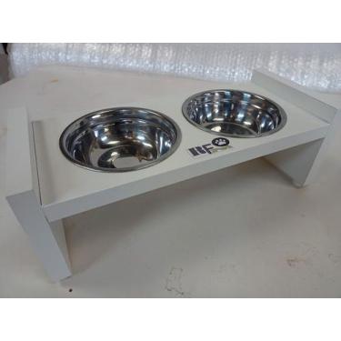Imagem de Comedouro Duplo Elevado branco pequeno - RF Pet