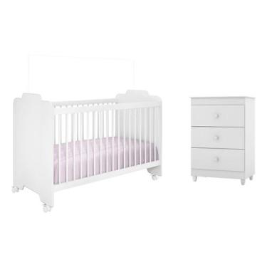 Imagem de Berço Ternura com Rodízios e Comoda Branco - Peternella,  Branco