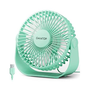 Imagem de Gaiatop Ventilador de mesa USB, ventilador pequeno portátil de 3 velocidades com fluxo de ar forte, ventilador de mesa silencioso de 5,5 polegadas, ventilador de resfriamento pessoal de rotação de 90°